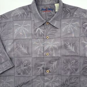 Maui Clothing Company‎ Men's Gray Hawaiian Floral Large Palm Tree Short Sleeve